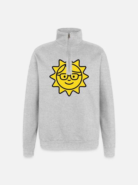 Lachende Sonne Brille Comic - Quarter-Zip-Sweatshirt - Grau meliert