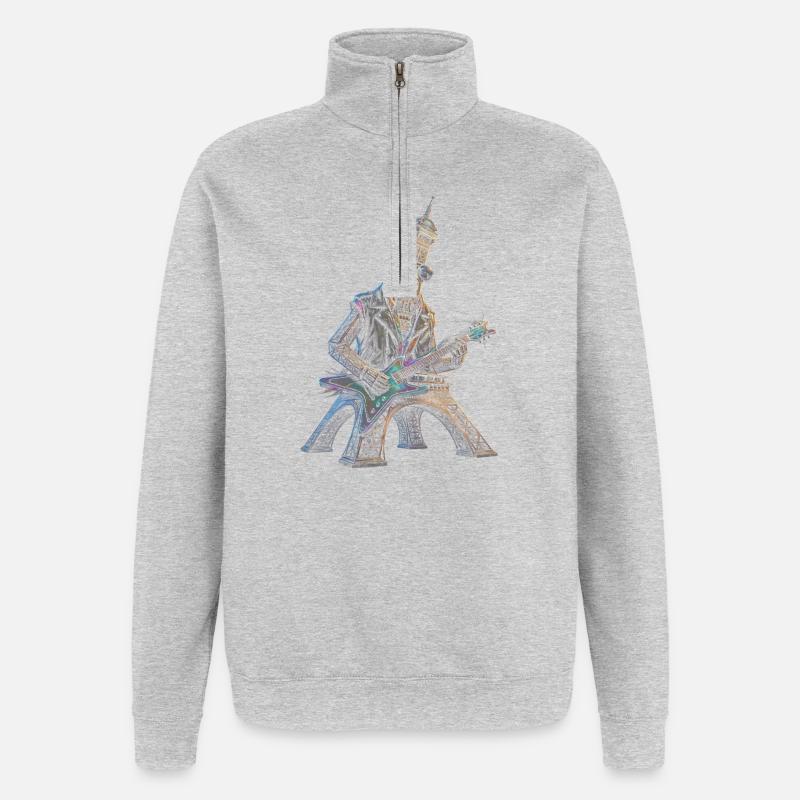 Eiffelturm spielt E-Gitarre - Quarter-Zip-Sweatshirt - Grau meliert