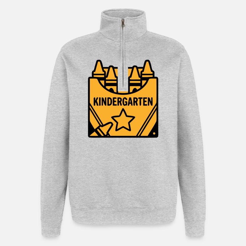Wachsmalstifte Kindergarten Logo - Quarter-Zip-Sweatshirt - Grau meliert