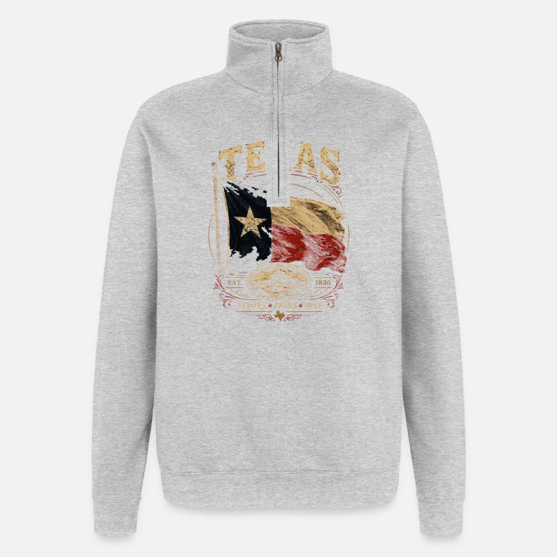 Texas Flag Pride: Stark & Free - Quarter-Zip Sweatshirt - heather grey