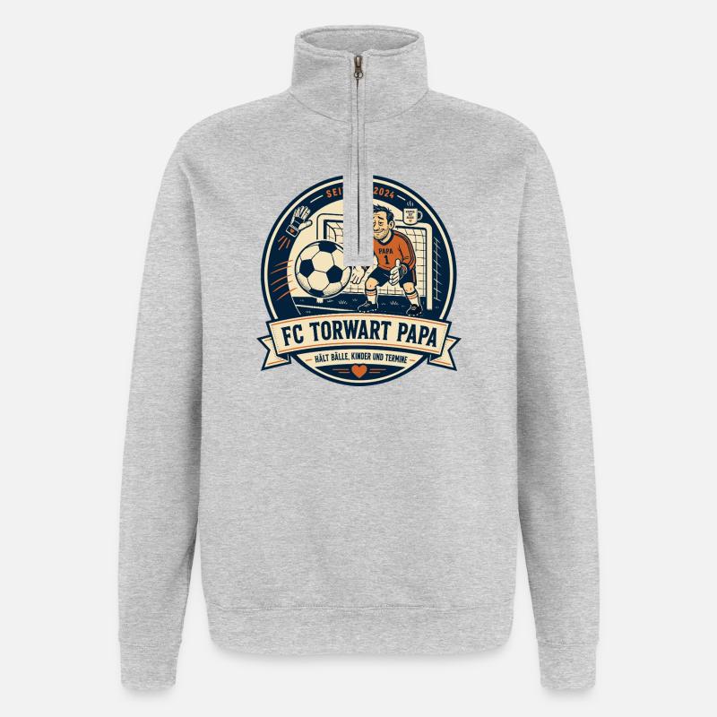 FC Torwart Papa - Quarter-Zip-Sweatshirt - Grau meliert