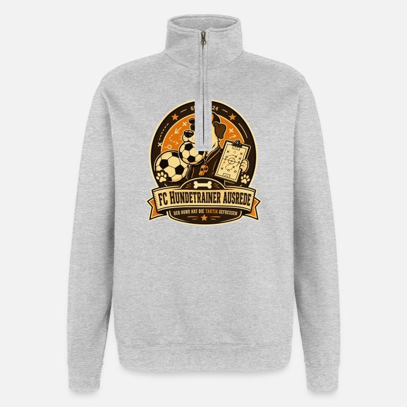FC Hundetrainer Ausrede - Quarter-Zip-Sweatshirt - Grau meliert