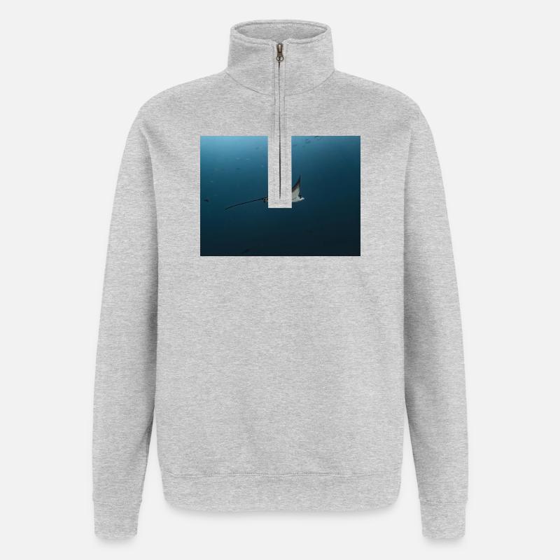 Manta Glide Over Ocean Abyss - Quarter-Zip Sweatshirt - heather grey