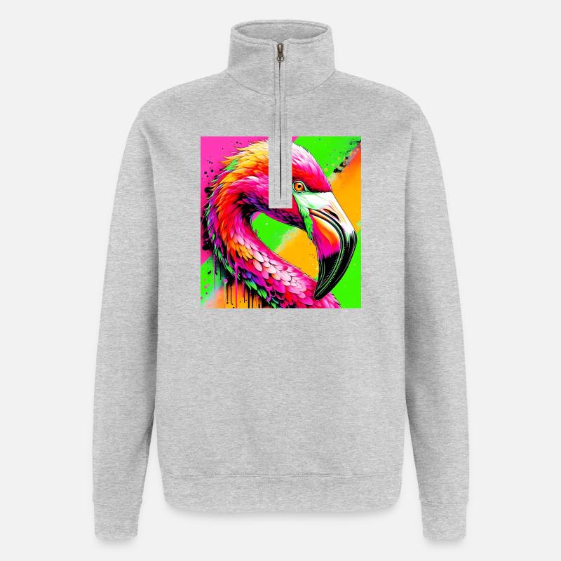 flamingo - Quarter-Zip Sweatshirt - heather grey