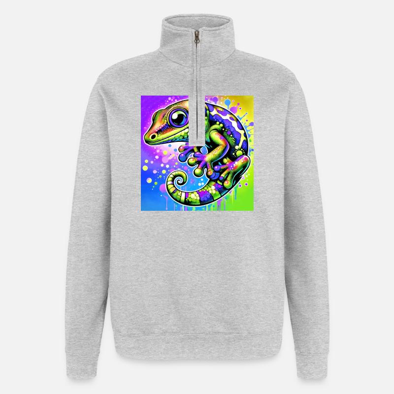 Gecko - Sweat à zip 1/4 - gris chiné