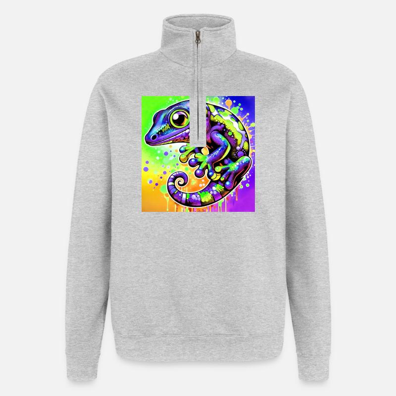 Gecko - Quarter-Zip-Sweatshirt - Grau meliert