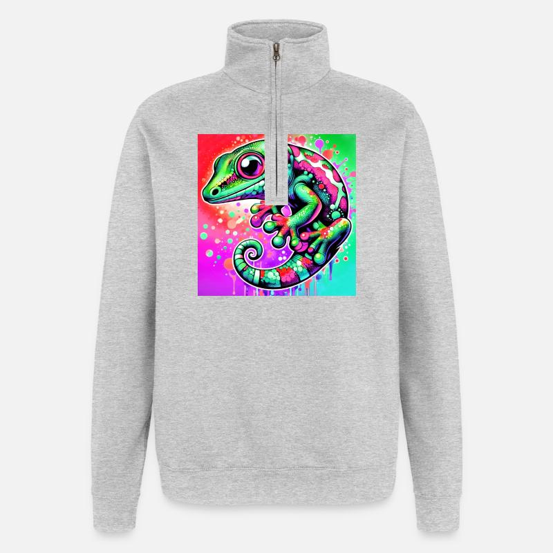 Gecko - Quarter-Zip-Sweatshirt - Grau meliert