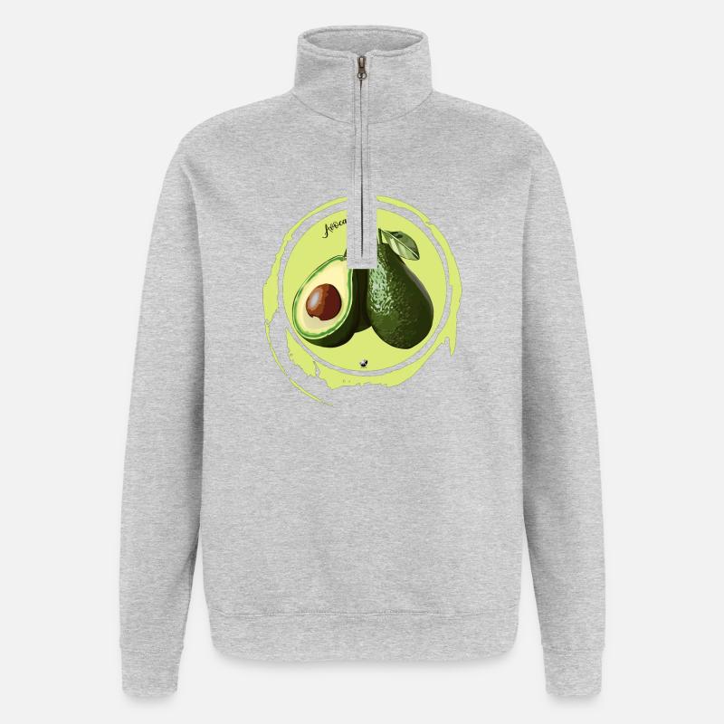 Avocado Abbildung in einem Kreis - Quarter-Zip-Sweatshirt - Grau meliert