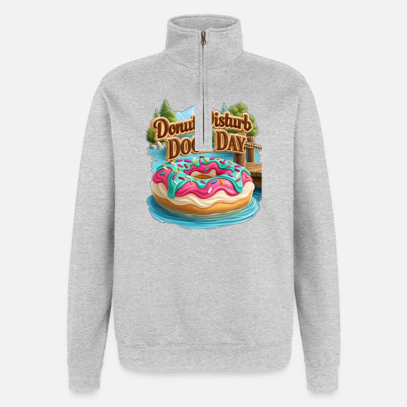 Donut Disturb Dock Day - Quarter-Zip Sweatshirt - heather grey