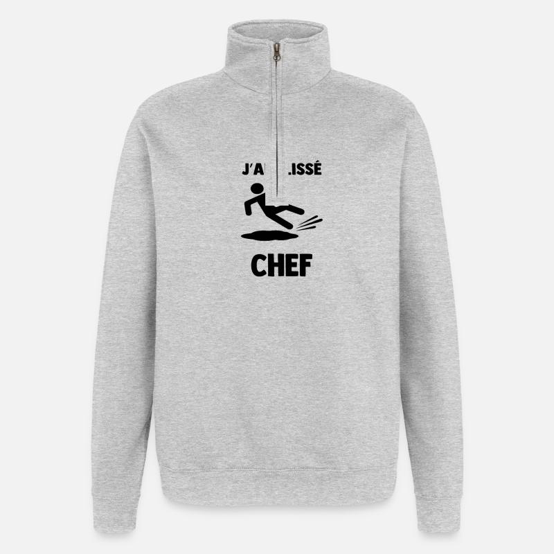 glisse_chef - Sweat à zip 1/4 - gris chiné