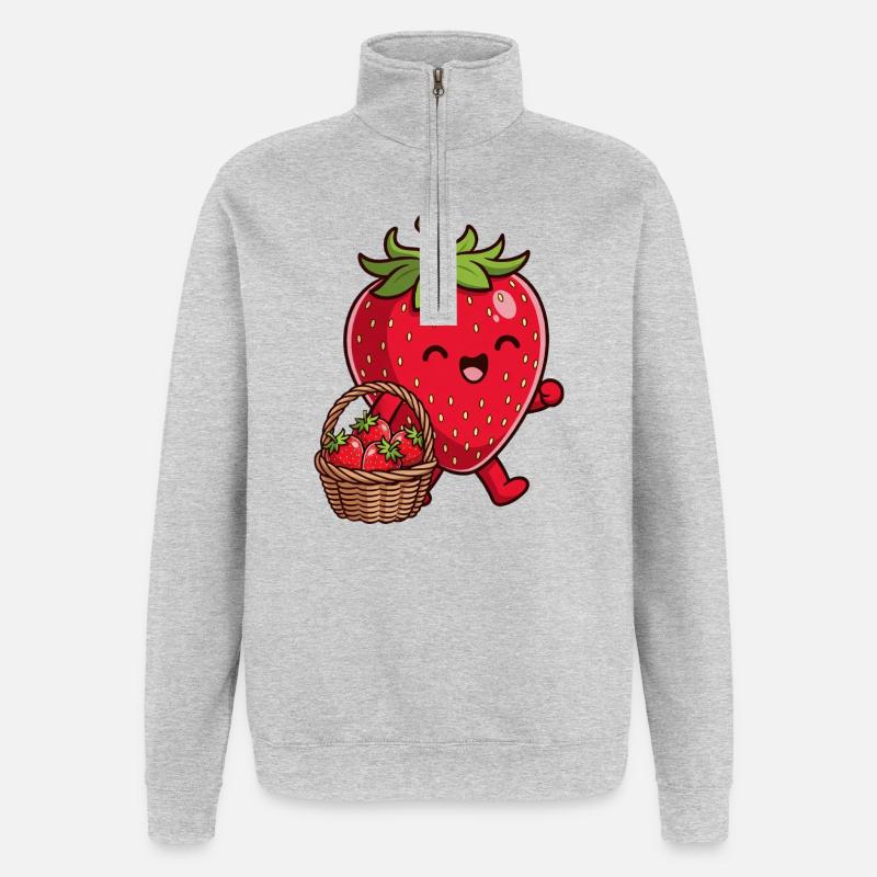 Funny strawberry - Quarter-Zip Sweatshirt - heather grey