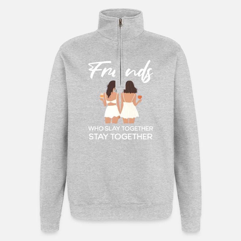 Freunde, die gemeinsam töten - Quarter-Zip-Sweatshirt - Grau meliert