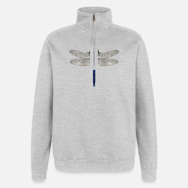 Libellule royale - Sweat à zip 1/4 - gris chiné