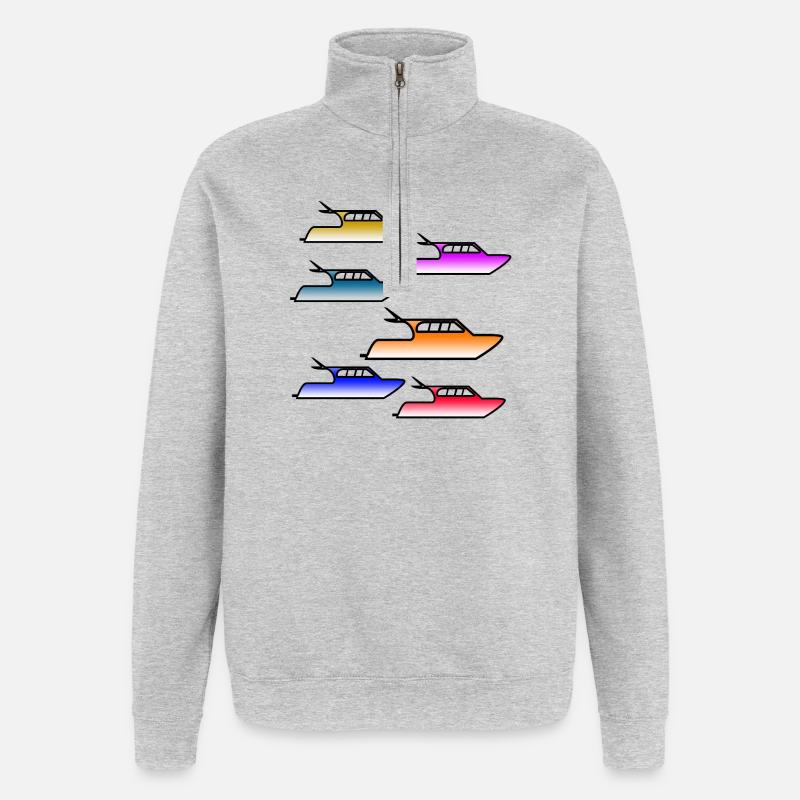 Motorboote - Quarter-Zip-Sweatshirt - Grau meliert