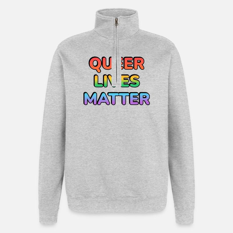 Queer Lives Matter Regenbogen - Quarter-Zip-Sweatshirt - Grau meliert