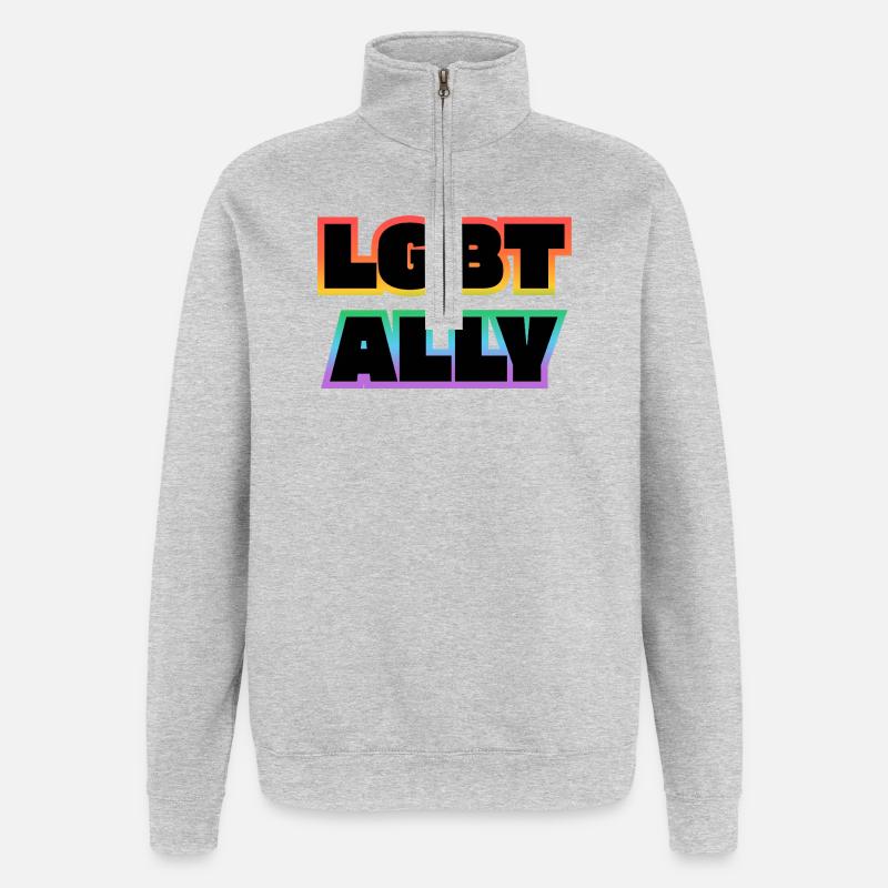 ALLIÉE LGBT - Sweat à zip 1/4 - gris chiné