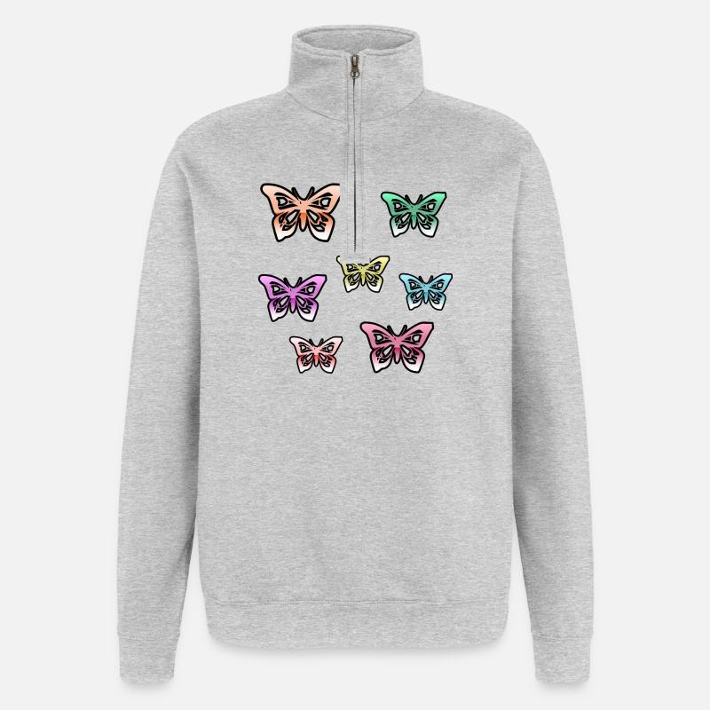 Butterflies - Quarter-Zip Sweatshirt - heather grey