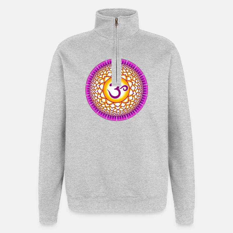 Chakra couronne Sahasrara - Sweat à zip 1/4 - gris chiné