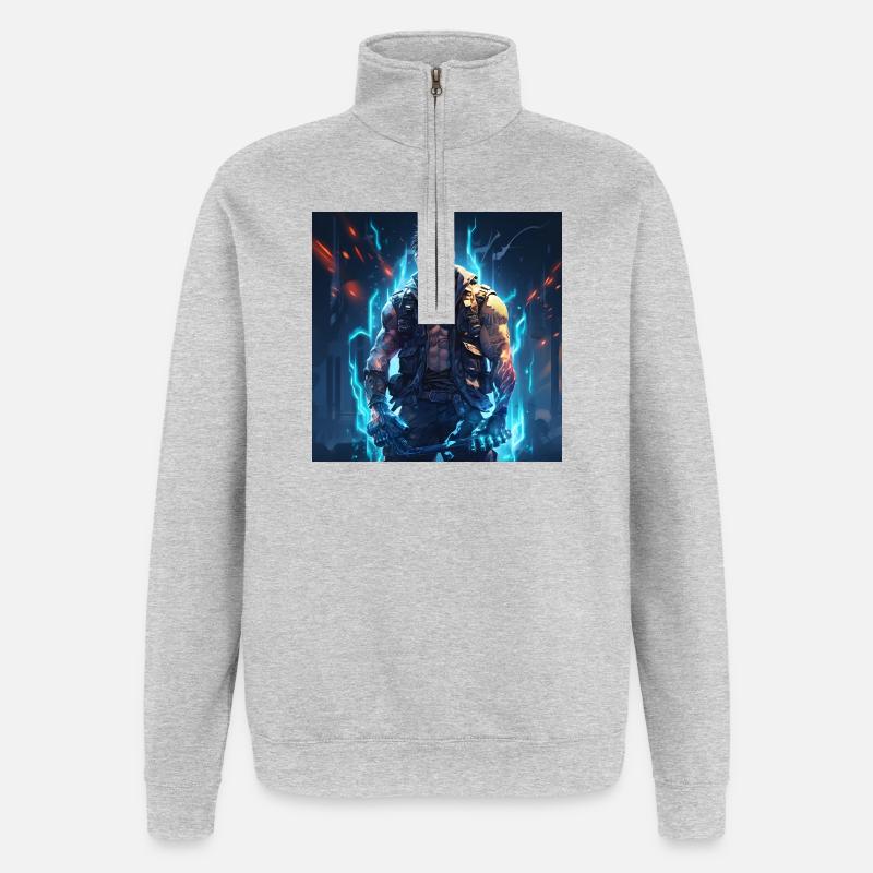Nebula Ranger Neon Warrior - Quarter-Zip Sweatshirt - heather grey