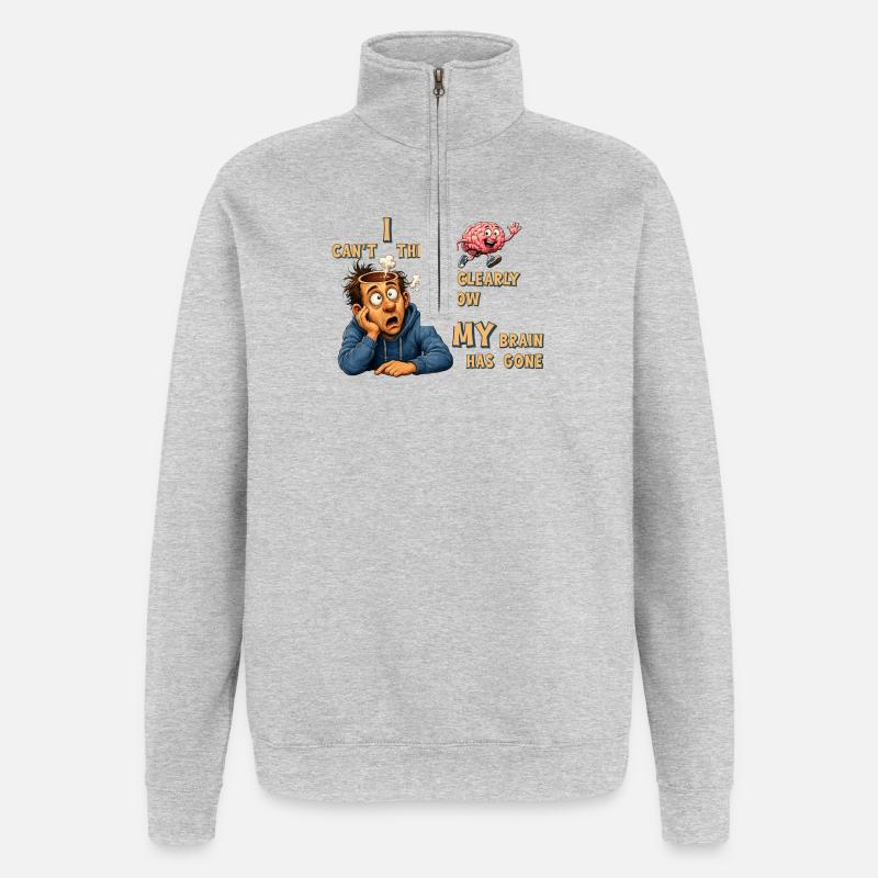Thinking Offline - My Brain Has Quit - Quarter-Zip Sweatshirt - heather grey