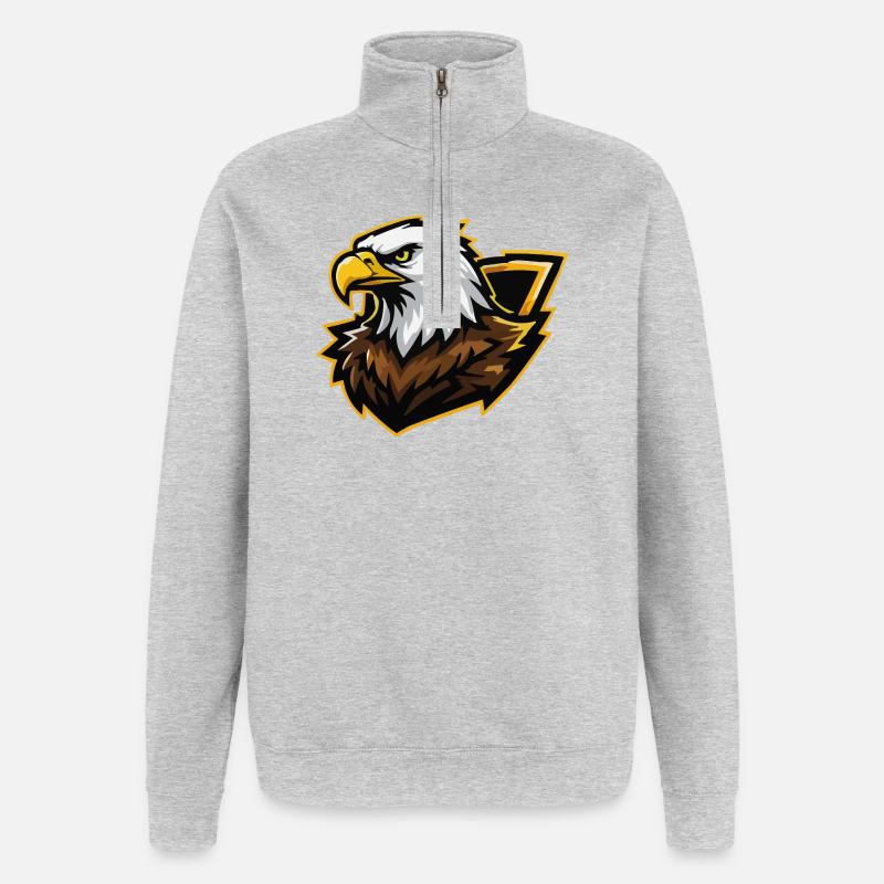 Eagle with Gold Accent Comic - Quarter-Zip Sweatshirt - heather grey