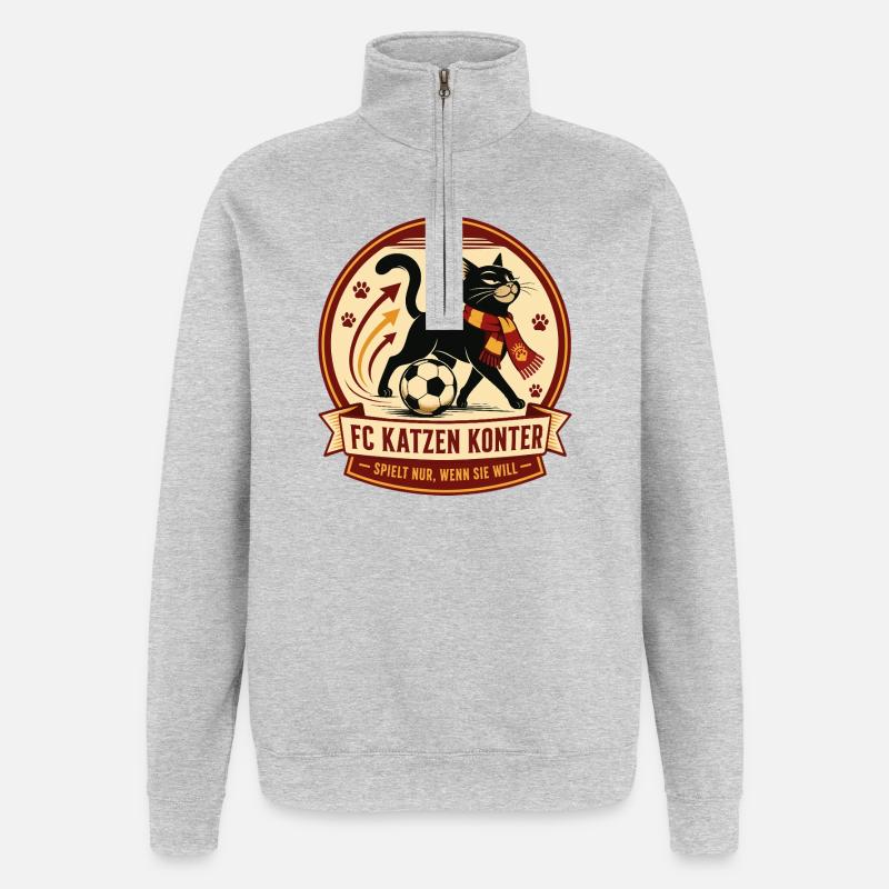 FC Katzen Konter - Quarter-Zip-Sweatshirt - Grau meliert