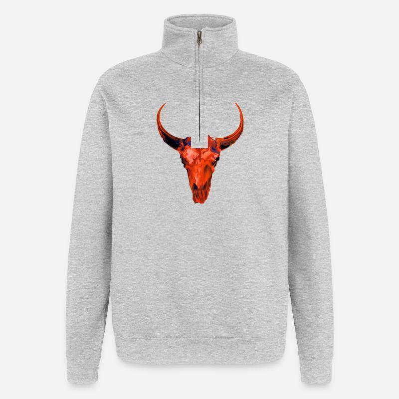 Feuerroter Bullenkopf - Sweat à zip 1/4 - gris chiné