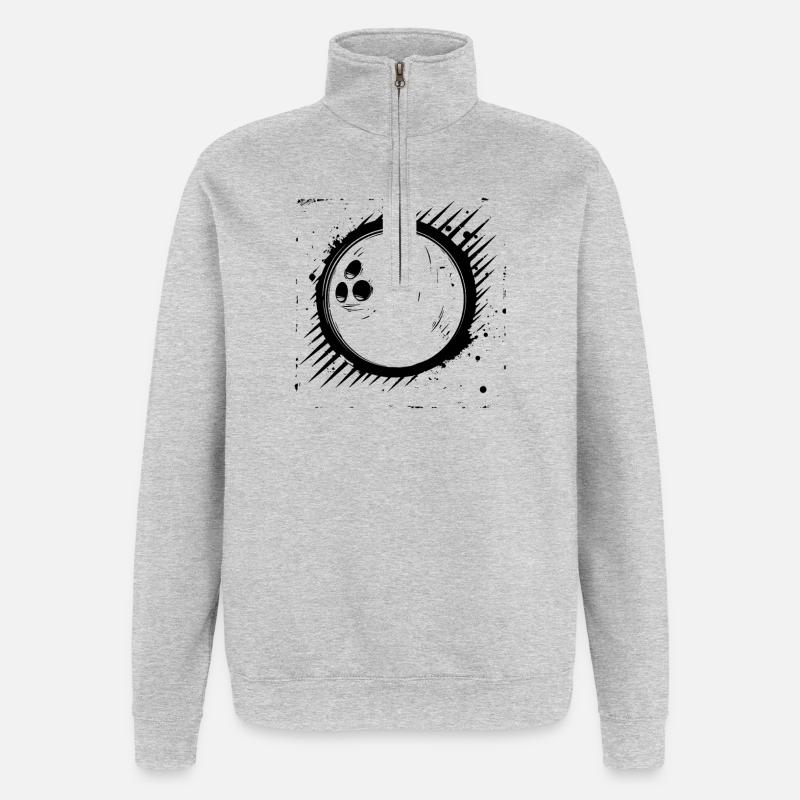 Bowlingkugel Grafik - Quarter-Zip-Sweatshirt - Grau meliert