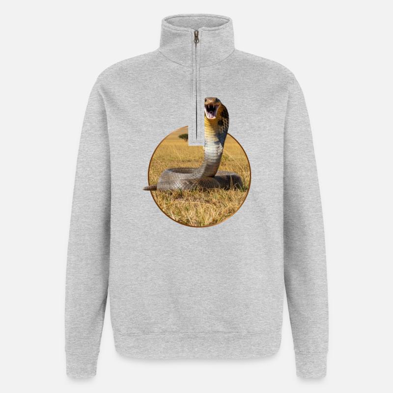 Design de t-shirt « Cobra » - Sweat à zip 1/4 - gris chiné