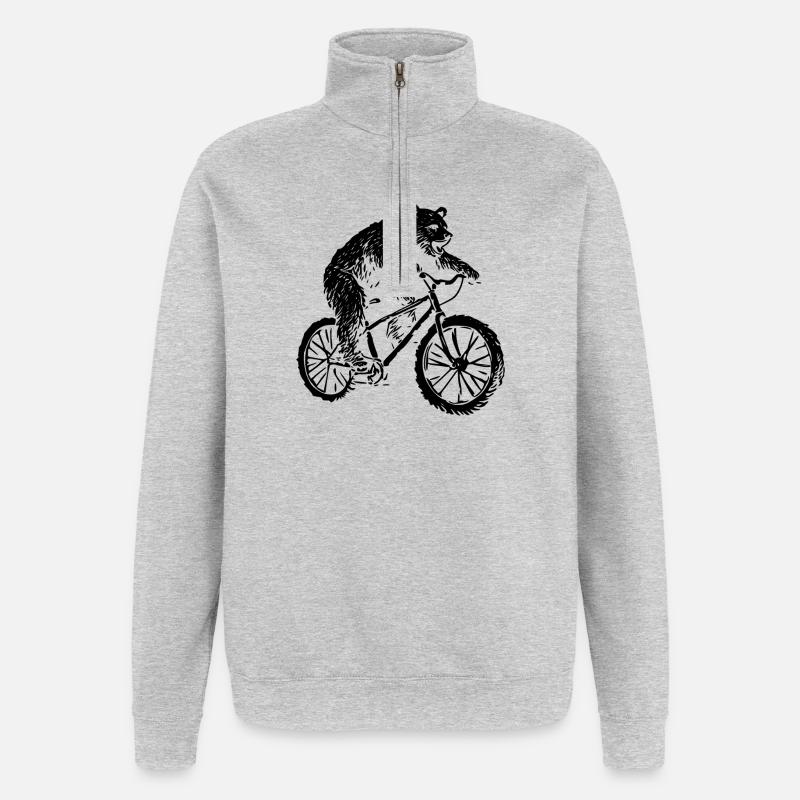 Bicycle Bear - Quarter-Zip Sweatshirt - heather grey