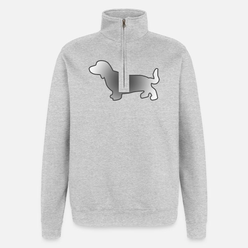 Dachshund - Quarter-Zip Sweatshirt - heather grey