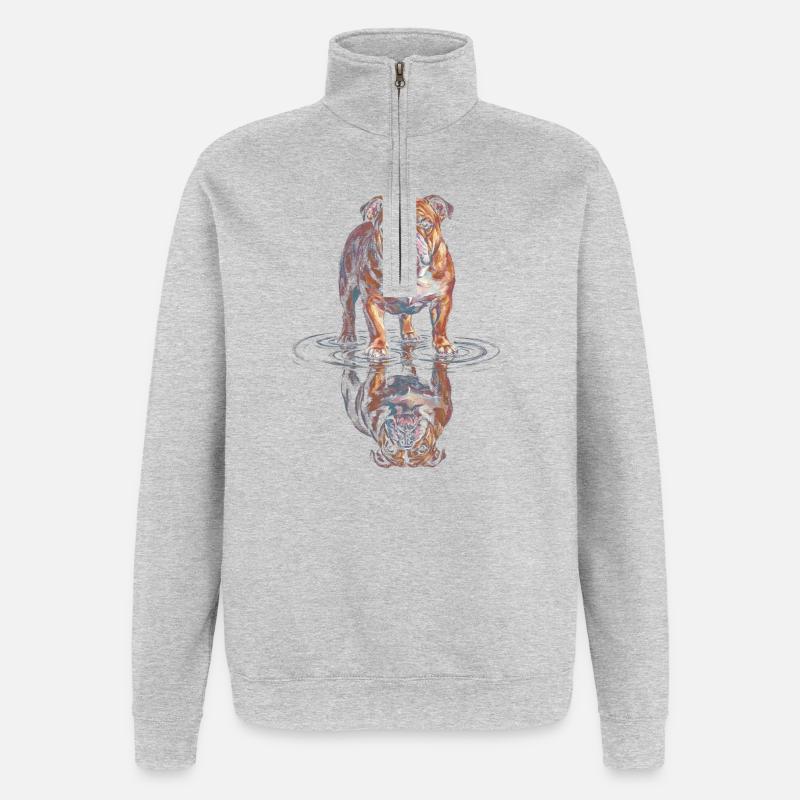 Reflet de l’eau du bouledogue - Sweat à zip 1/4 - gris chiné