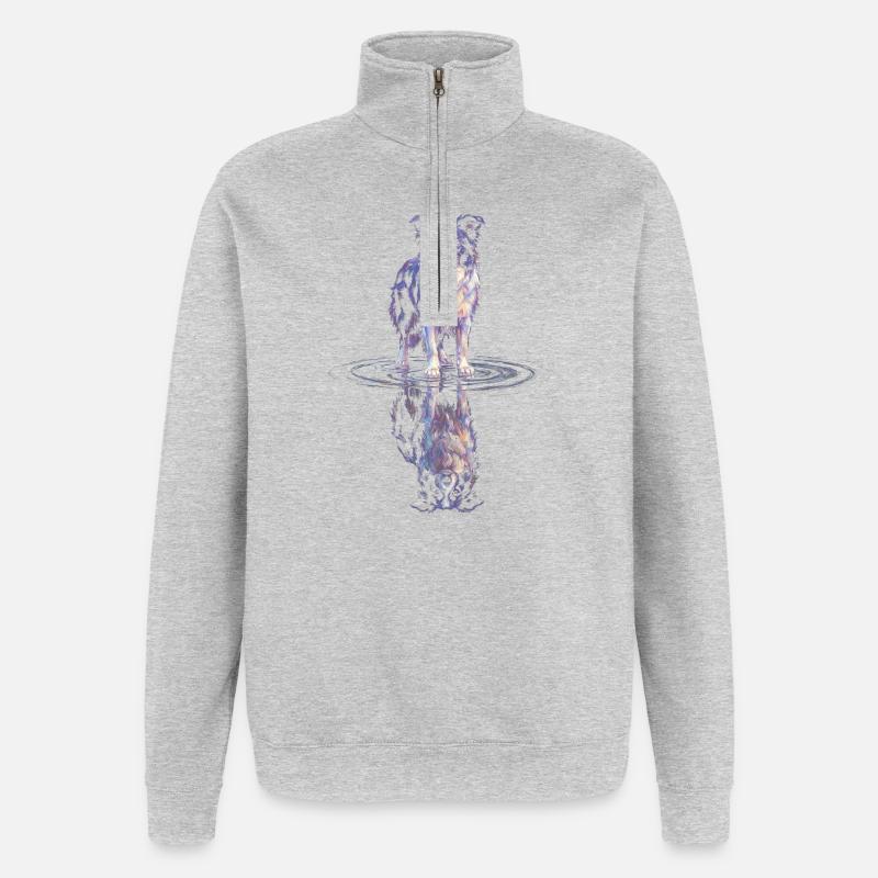 Border Collie Water Reflection - Quarter-Zip Sweatshirt - heather grey