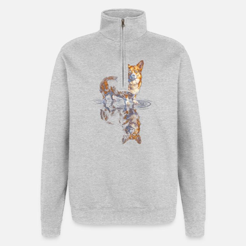 Wasserreflex Corgi - Quarter-Zip-Sweatshirt - Grau meliert