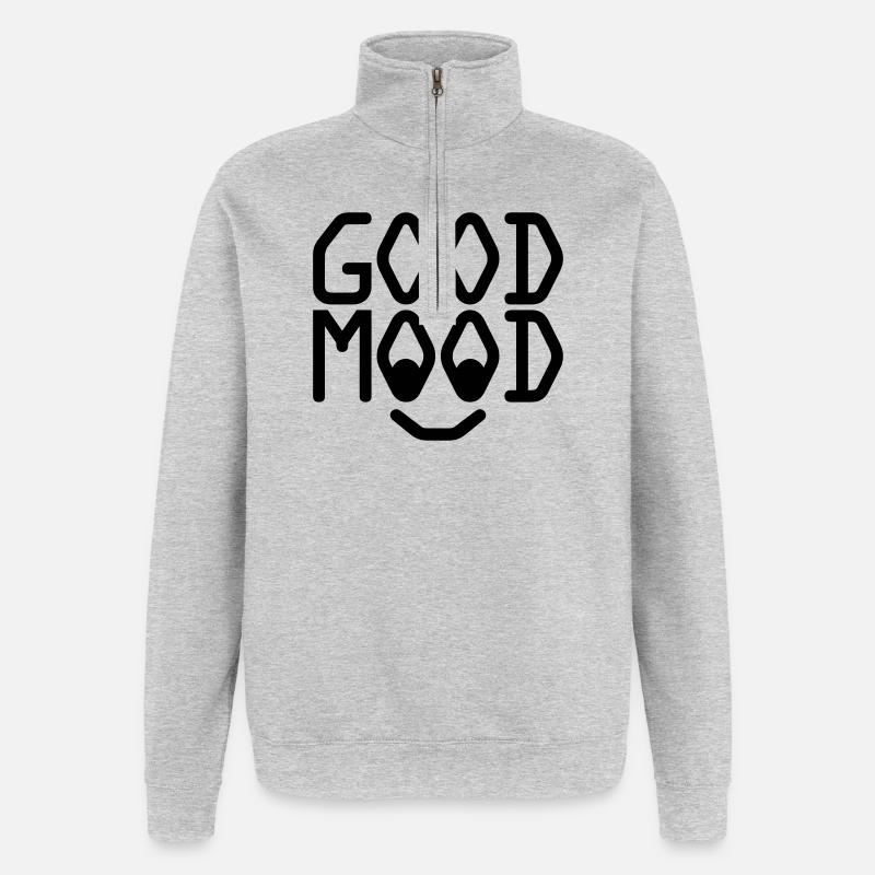Bonne humeur - Sweat à zip 1/4 - gris chiné