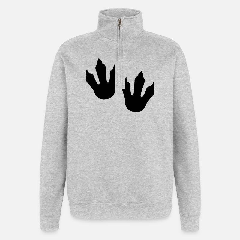 Empreintes de dinosaures - Sweat à zip 1/4 - gris chiné