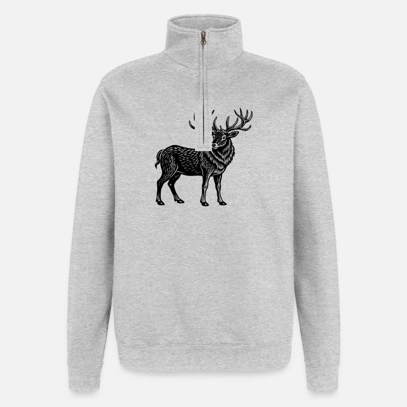 Elk - Sweat à zip 1/4 - gris chiné