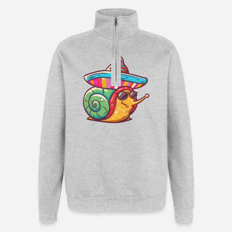 Sombrero drôle d’escargot - Sweat à zip 1/4 - gris chiné