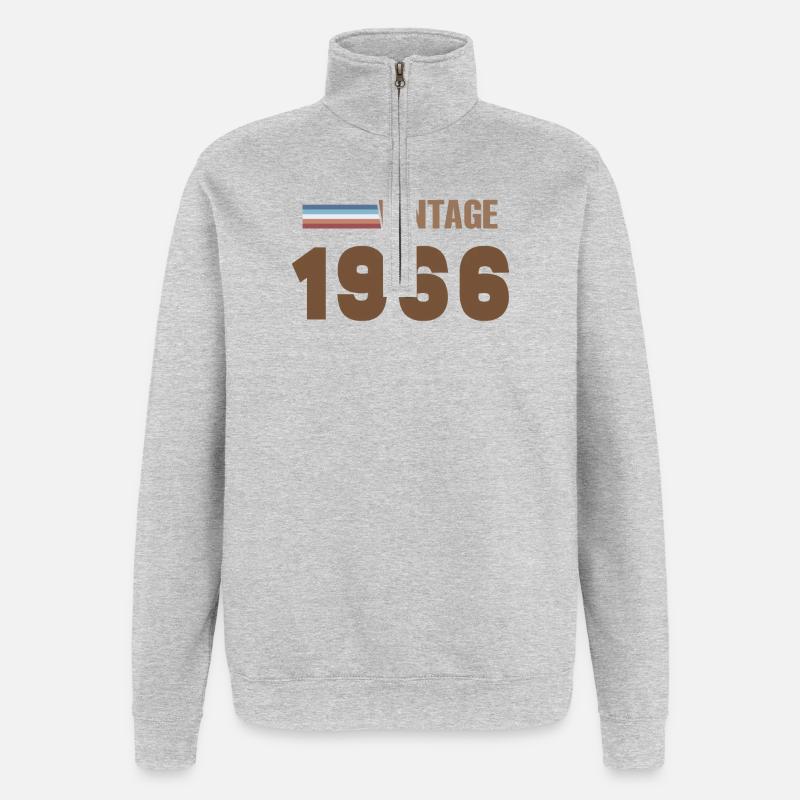 T-Shirt 60 Ans 1966 Script Manuscrit - Sweat à zip 1/4 - gris chiné