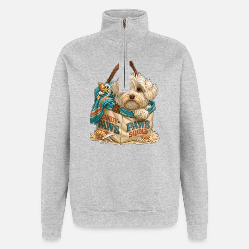 Sandy Paws Squad Beach Pup - Quarter-Zip Sweatshirt - heather grey