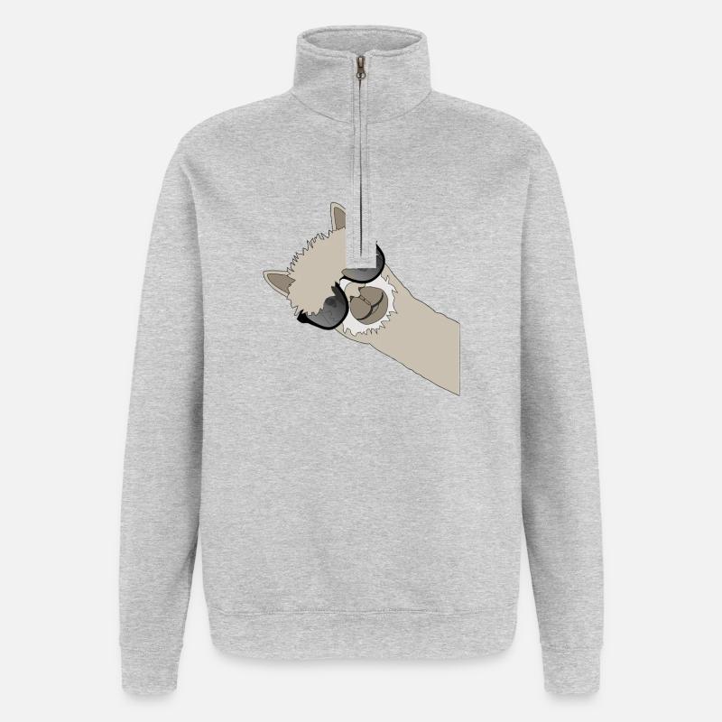 Alpaka - Quarter-Zip-Sweatshirt - Grau meliert