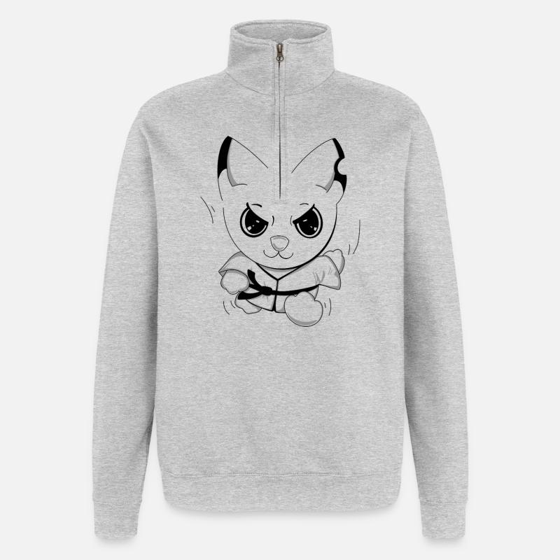 Karateeee - Quarter-Zip-Sweatshirt - Grau meliert