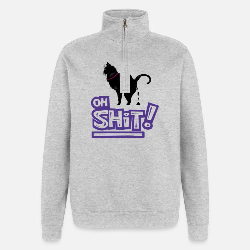 Kat Oh Shit Graffiti Exclamation - Quarter-Zip Sweatshirt - heather grey