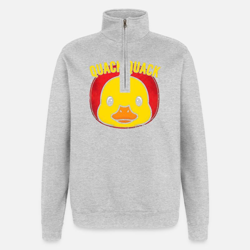 Quack Quack Duck Pop Art - Quarter-Zip Sweatshirt - heather grey