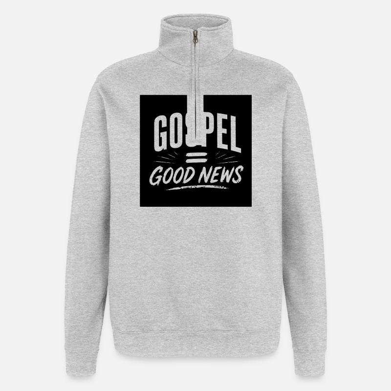 Évangile = Bonne nouvelle - Sweat à zip 1/4 - gris chiné