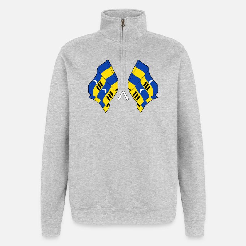 Crossed Ameland Flags – Island Pride - Quarter-Zip Sweatshirt - heather grey