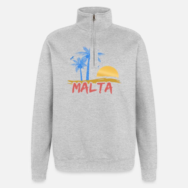 Malte - Sweat à zip 1/4 - gris chiné