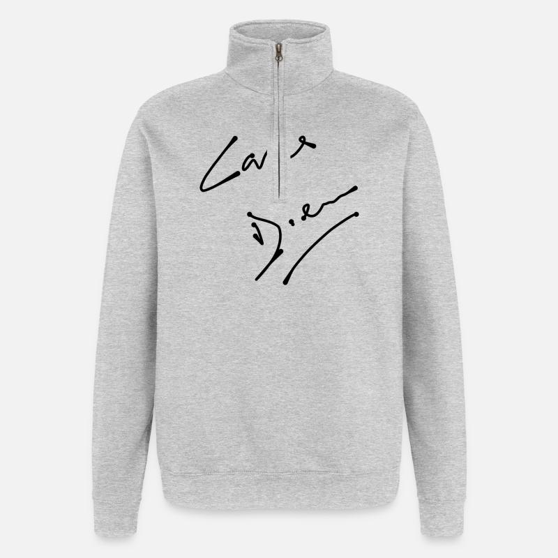 Carpe Diem - Sweat à zip 1/4 - gris chiné