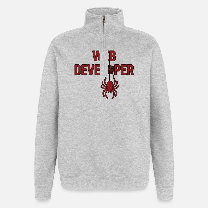 Webentwickler Spinnenlogo Shirt - Quarter-Zip-Sweatshirt - Grau meliert