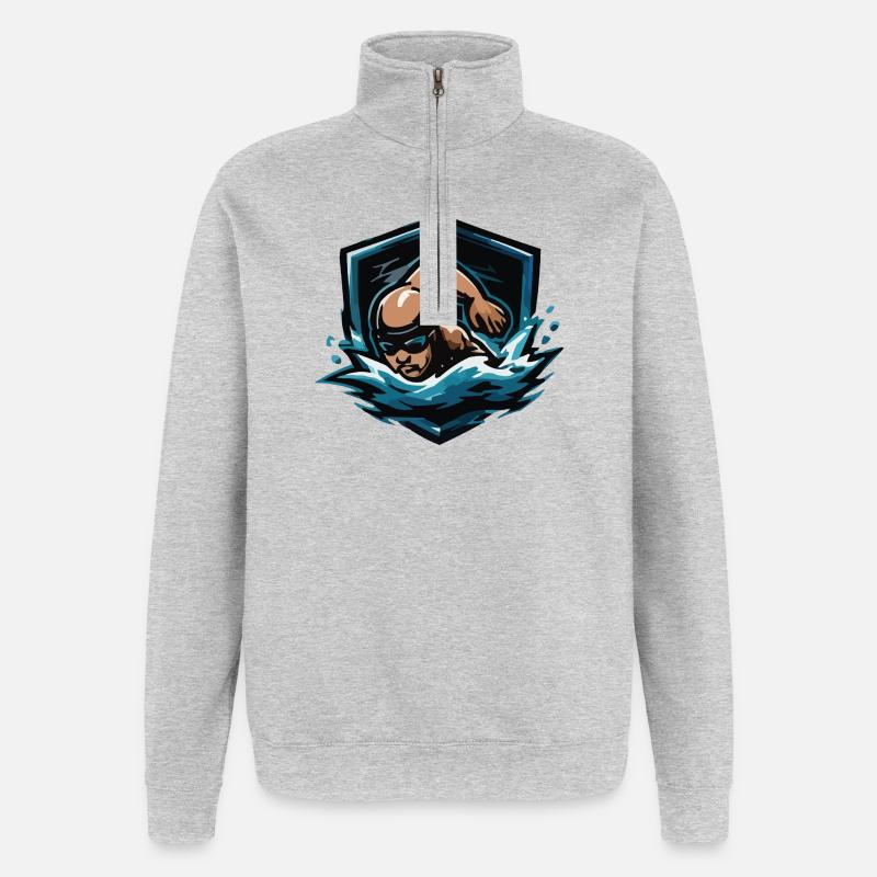 Sprint des héros de l’eau - Sweat à zip 1/4 - gris chiné